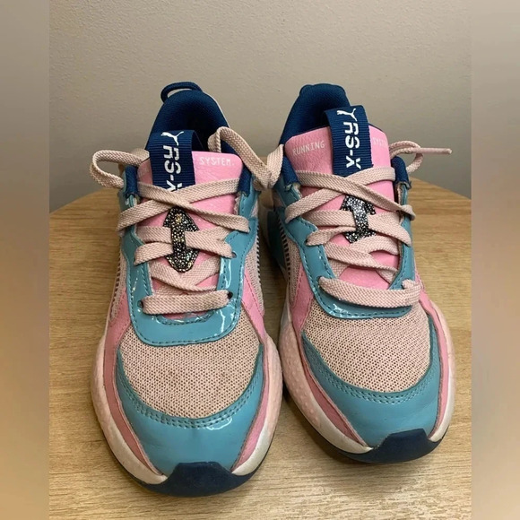 Puma RS-X Pink/Blue Kids Running Shoe - Picture 4 of 5